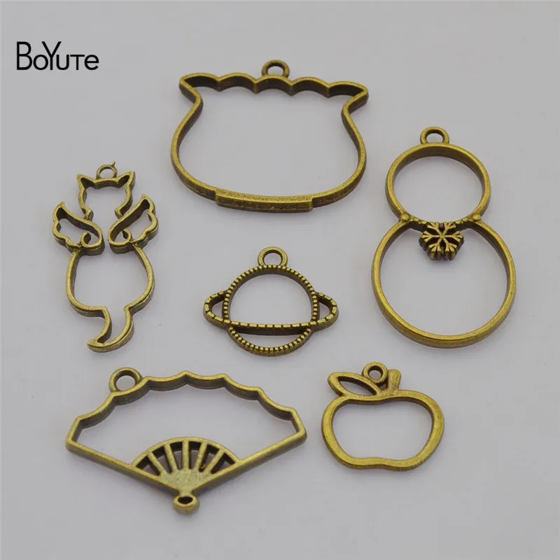BoYuTe (5 PiecesLot) Metal Alloy GourdAppleFan Pendant Blanks Tray Bezel DIY Hand Made Jewelry Accessories Wholesale (2)