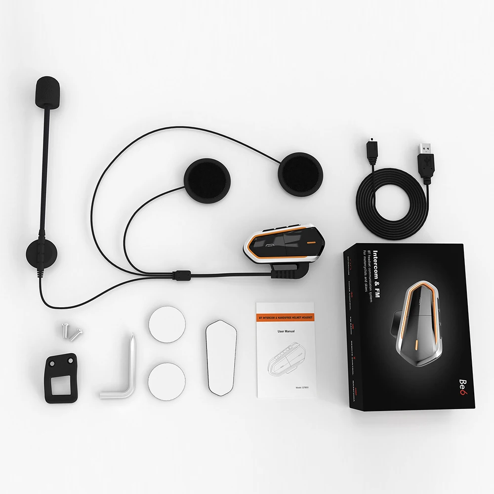 Be6 Bluetooth Motorcycle Helmet Headsets Fm Radio Waterproof Ski 8001000m