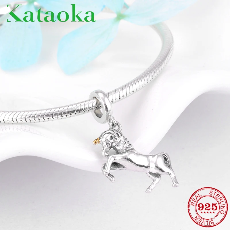 

2018 Genuine Summer Silver 925 Original Unicorn Animal Charm Beads Fit Original Pandora Bracelets Diy Jewelry Making Women Gift