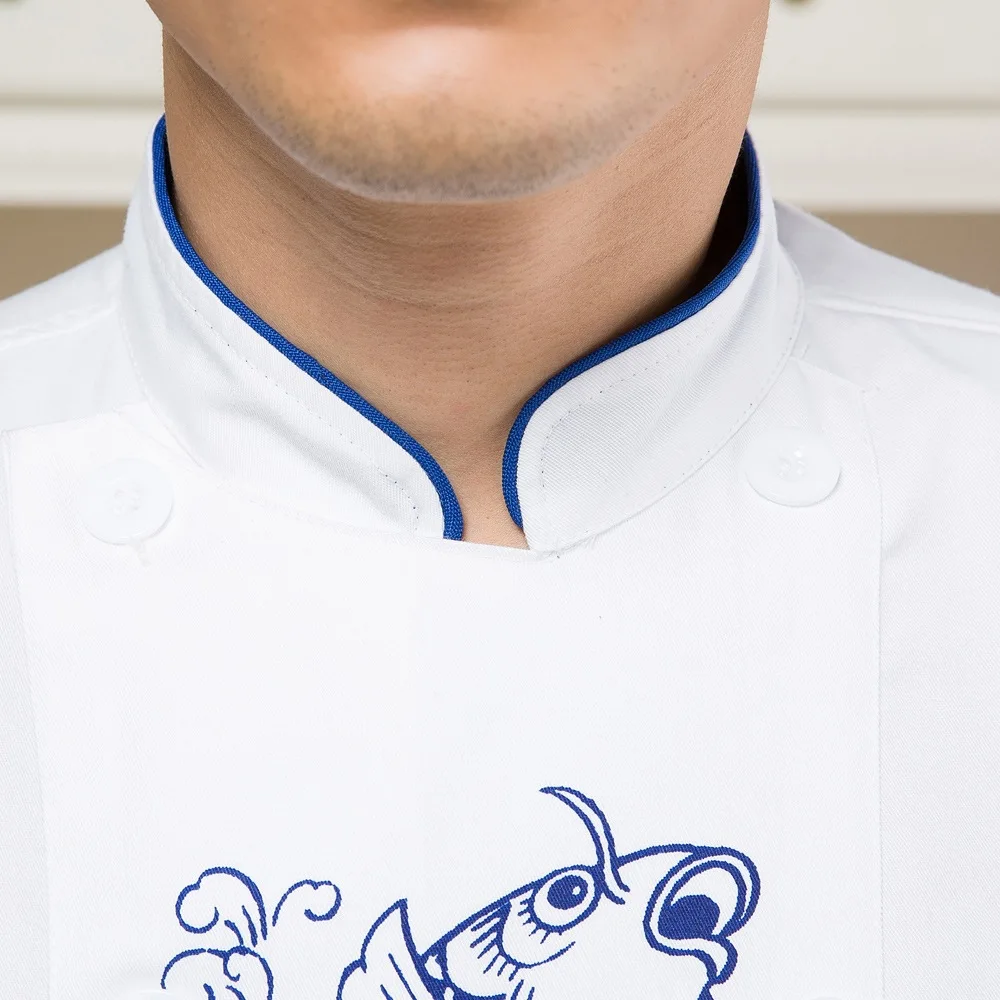 Restaurant Uniform Shirt Hotel Kitchen Baker's Clothes Men Chef Jacket Male Hotel Cooks Clothing Chef Jacket Plus Size B-5684