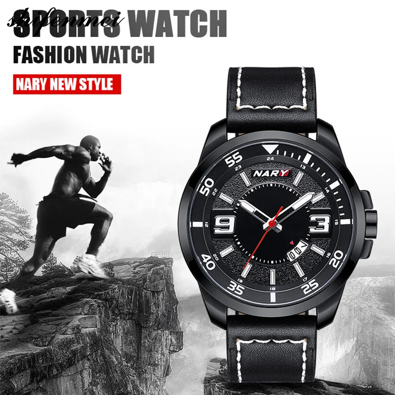 

Mens Quartz Analog Watch Fashion Sport Wristwatch Waterproof Stainless Case Leather strap Male Watches Clock Relogio Masculino