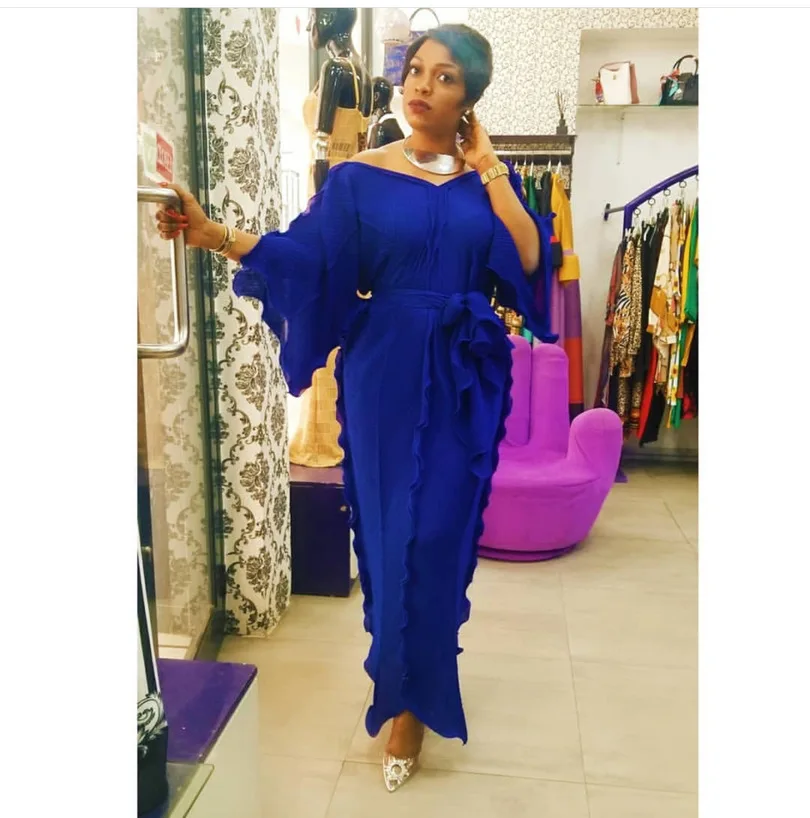 

2019 new elegent fashion style summer v-neck plus size african women dress