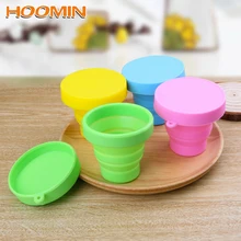 HOOMIN силиконовая чашка для питья воды чайная чашка Выдвижная складная телескопическая складная чашка для подвязки для путешествий портативный