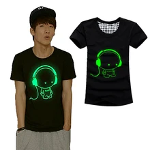 2017 Summer Men Women Short Sleeved T-shirt Fluorescent Creative Personality Fashion Luminous Cotton T-shirt -MX8
