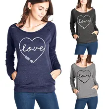 Tissbely осень стиль свитер с надписью «Love» рукав плечо футболка