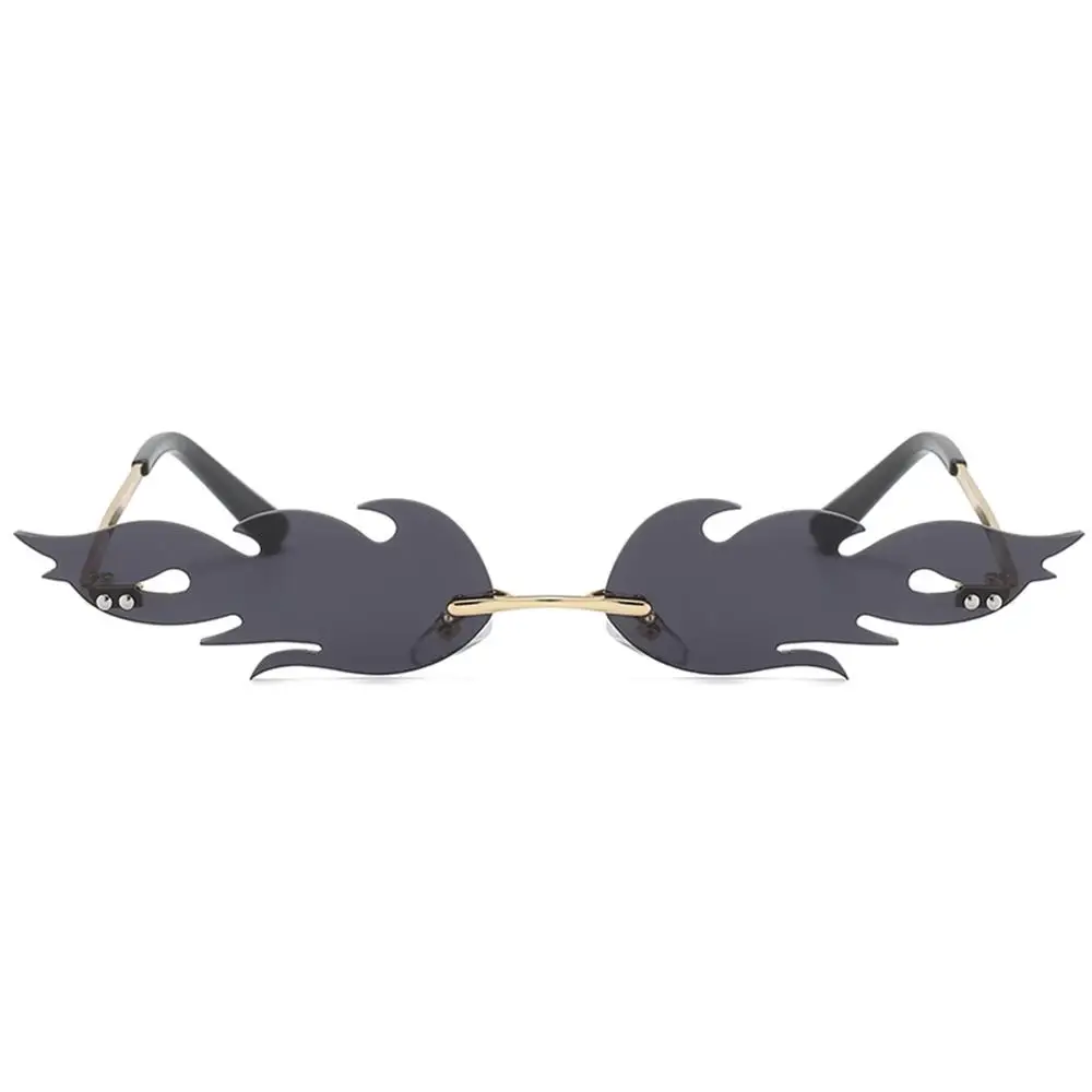 

2019 Fashion Fire Flame Sunglasses Women Men Rimless Wave Sun Glasses Eyewear Luxury Trending Narrow Sunglasses Streetwear