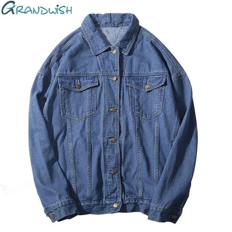 Grandwish Oversized Denim Jeans Jacket Men Women Loose Fit Mens Jeans Jackets Vintage Streetwear Hip Pop Jacket Male , DA717 Grandwish Oversized Denim Jeans Jacket Men Women Loose Fit Mens Jeans Jackets Vintage Streetwear Hip Pop Jacket Male , DA717