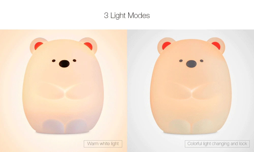 JM - 03 LED Rechargeable Silicone Bear Night Light Tap Control for Bedroom Living Room