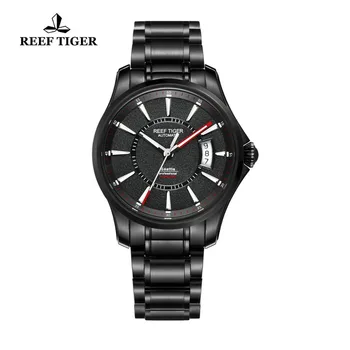 

Reef Tiger/RT Brand Watch Men Sports Waterproof Automatic Mechanical Super Luminous Sports Date Black Steel Watches Reloj Hombre