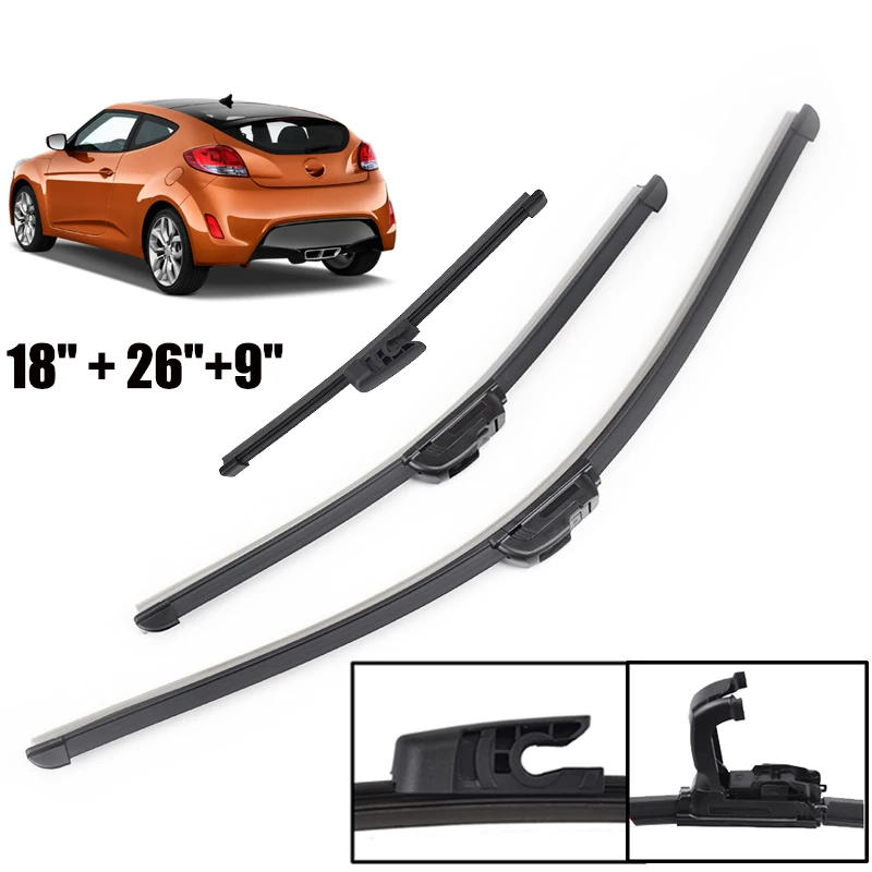 

Misima Windshield Windscreen Wiper Blades For Hyundai Veloster MK 1 Front Rear Window Wipers 2012 2013 2014 2015 2016 2017