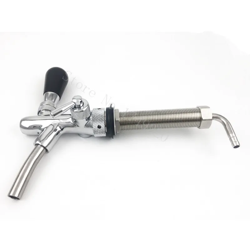 Draft Beer Faucet Adjustable Beer Tap with Flow Controller Chrome Plating 130mm Long Shank