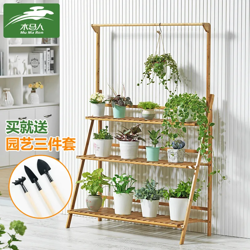  1 Best Bamboo Potted Plant Stand Flower Pot Holder Multilayer Flower Plant Stand Indoor Outdoor Gif