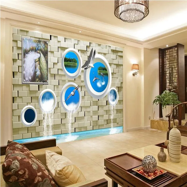 Beibehang Latar Belakang Modern Lukisan Besar Merak Batu Bata Lumba Beibehang Latar Belakang Modern Lukisan Besar Merak Batu Bata Lumba Cash Wallpaper Hotel