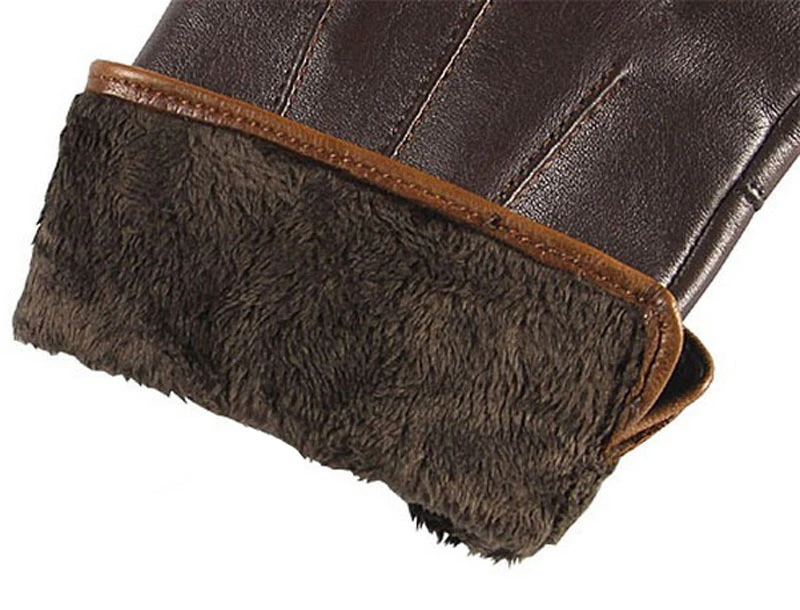 Высококачественные перчатки из натуральной кожи для мужчин, теплые зимние перчатки из овчины с сенсорным экраном, модные тонкие наручные перчатки для вождения EM011