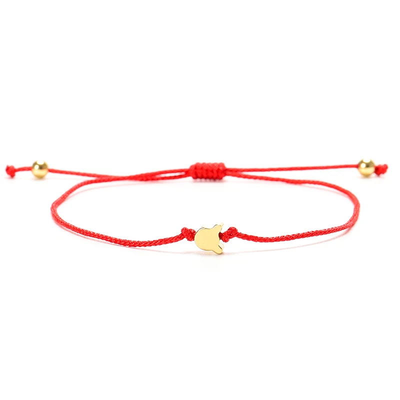 

5pcs/Lot Minimal Cat Red Cord Bracelet for Women Men Kids Adjustable Red String Bracelet His and Her Couple Jewelry Gift