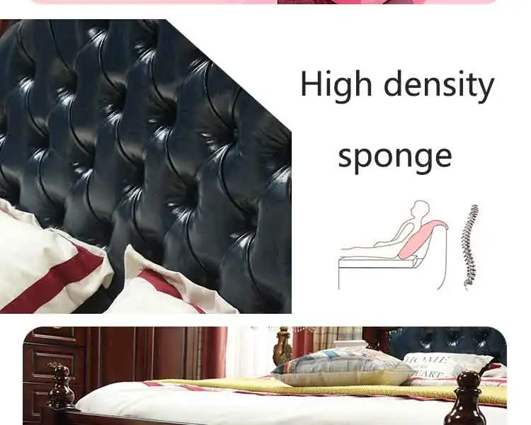 Современные европейские кровать из массива дерева модная кожаная обувь с перфорацией; Туфли-французская мебель для спальни c1904