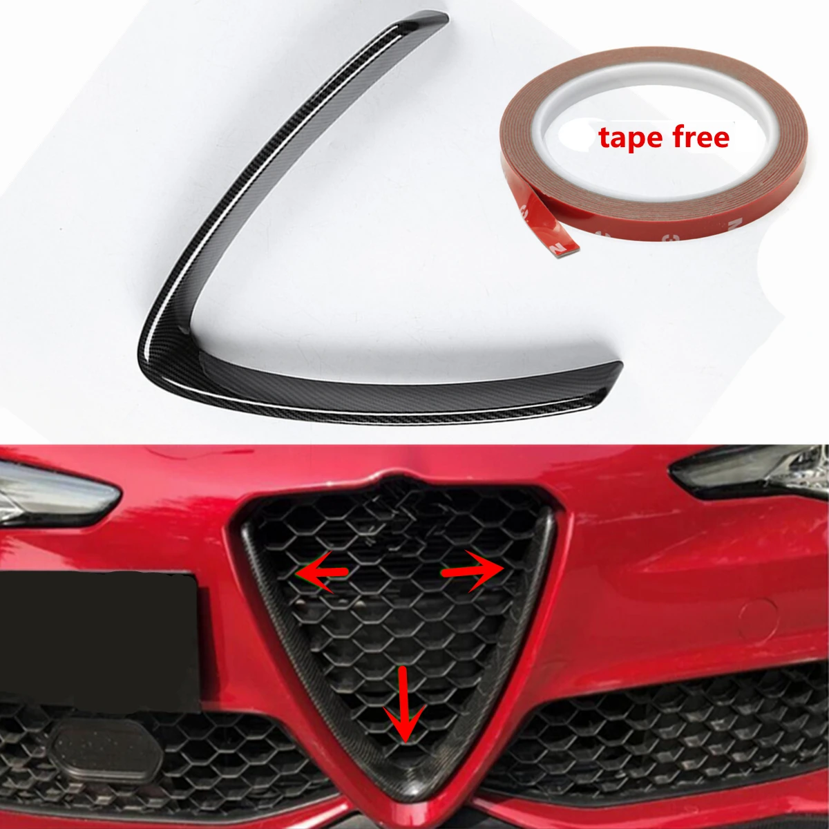 

Real Carbon Fiber Car Front Grille Grill Outline Frame Trim Cover Overlay Styling for Alfa Romeo Giulia 2016 2017 2018