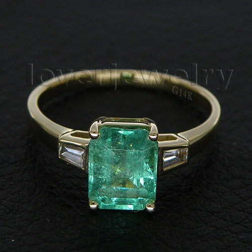  New  Solid 14Kt Gold Natural Diamond Colombia Emerald 