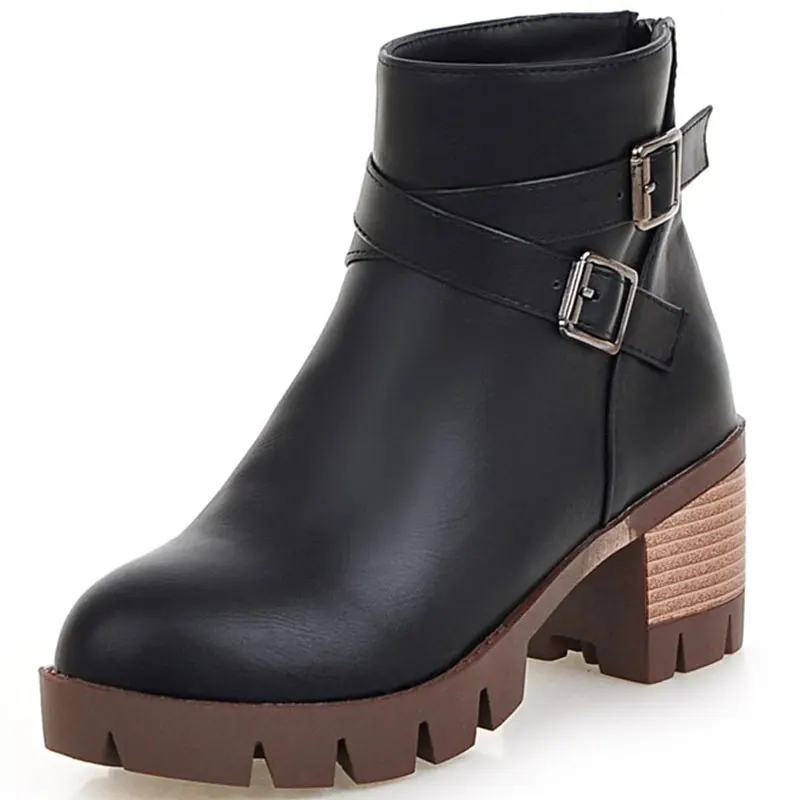 

Newest 2016 women boots winter shoes women ankle boots size 33-43 women pu leather winter boots warm plush autumn boots XD198