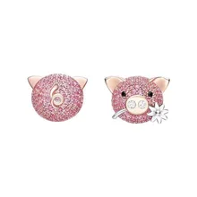 SLJELY, фирменный дизайн, 925 пробы, серебро, розовое золото, розовый цвет, поросенок, серьги-гвоздики, циркон, CZ, модные милые ювелирные изделия для женщин, девушек