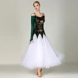 Женские бальные танцы платье с длинным рукавом костюмы Новый взрослый современный платье для девочек национальный стандарт одежда