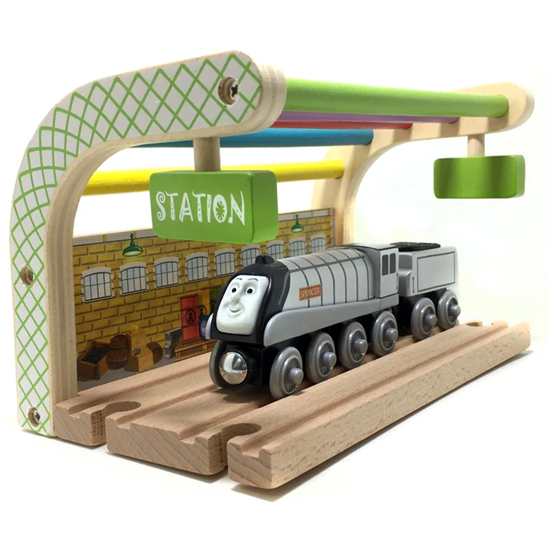 

THOMAS and friend spencer Multicolored Double track station compatible with Thomas train track children's puzzle track game scen