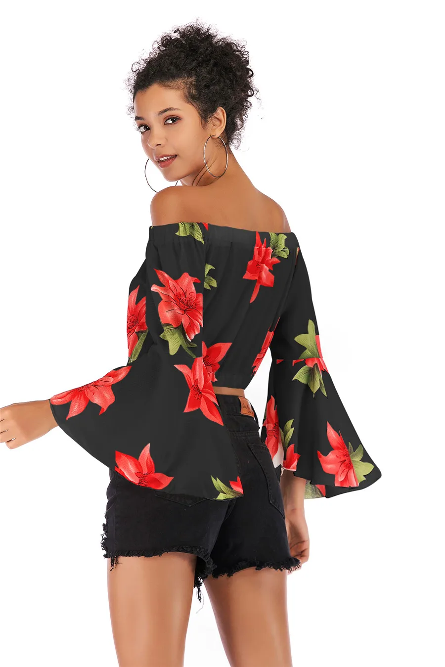 Gladiolus Off Shoulder Spring Autumn Blouse Women 2019 Flare Sleeve Sexy Leopard Print Crop Top Shirt Women Blouses Ladies Tops (15)