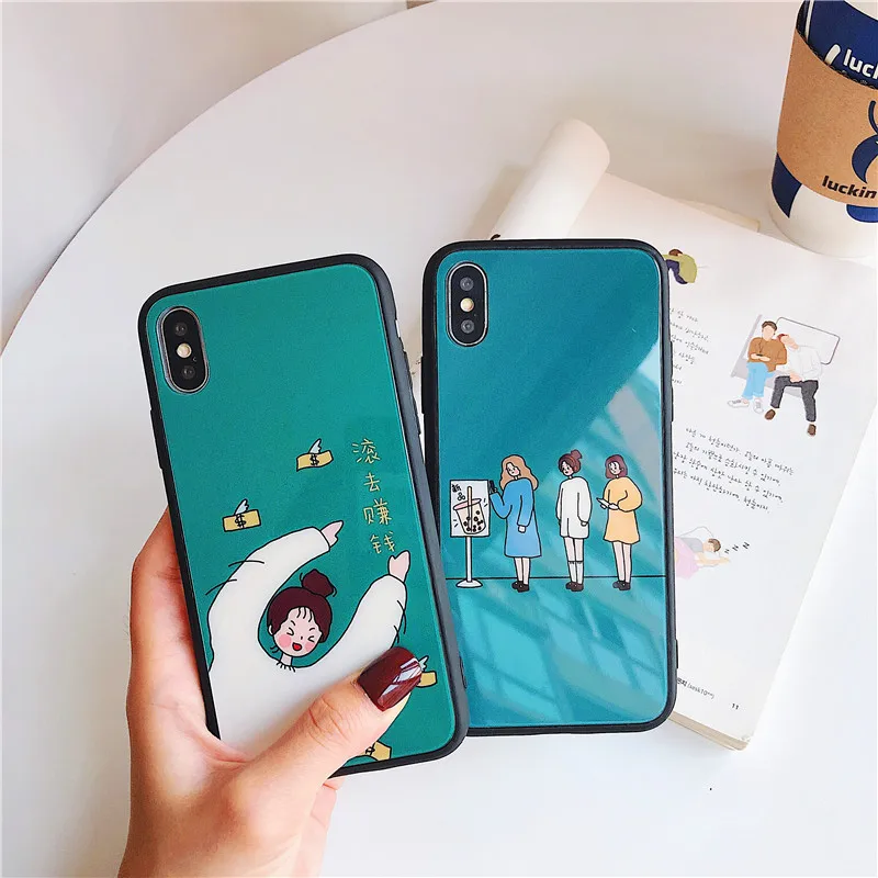 Go to make money чехол из закаленного стекла для iPhone XR XS MAX X 6 6s 7 8 Plus ожидая в линии