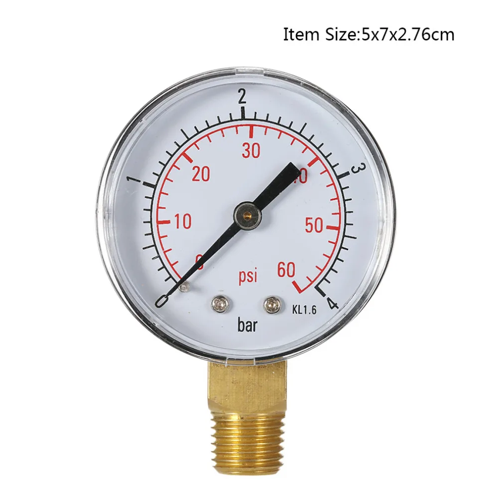 Pool Spa Filter Water Pressure Gauge 1/4 NPT BRASS Side Mount 0-60 PSI Parts 
