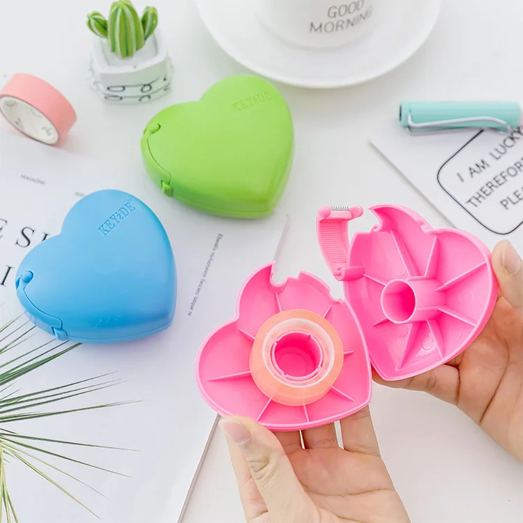 

1PC Love shape scotch tape cutter small tape machine Ceative lovely cartoon stationery Office school supplies