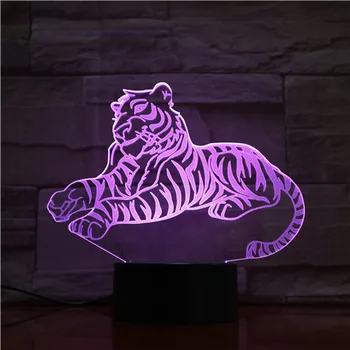 

Children's Led Night Light Sleep Tiger Acrylic 3d Illusion Led Table Lamp with Touch Switch Base for Kids Bedroom Decor Gift