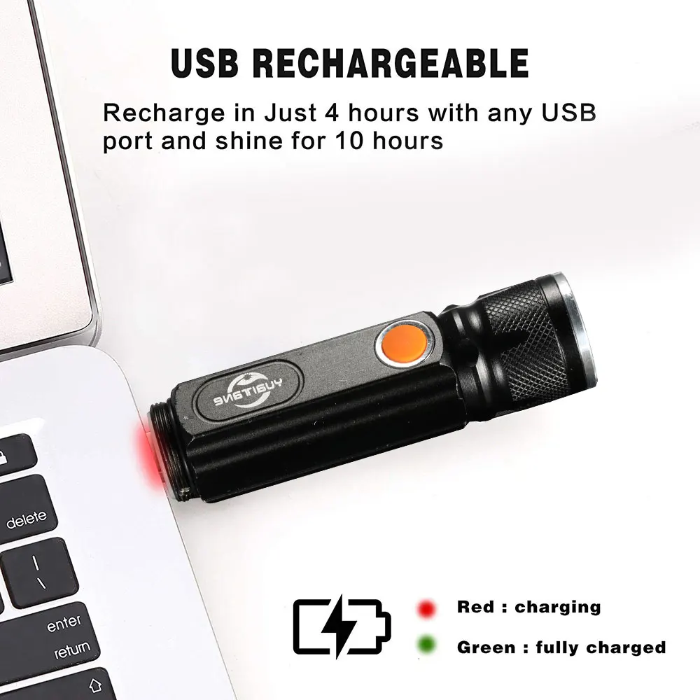 Многофункциональный светодиодный фонарик USB Перезаряжаемые мощный аккумулятор T6 факел сбоку света удара дизайн фонарик с магнитом на