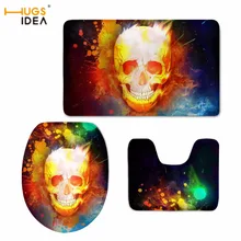 HUGSIDEA 3 шт. крутые черепа крышка сиденья унитаза коврик для ванной комнаты крышка бака покрытия на крышу домашний Декор Аксессуары пол ковры