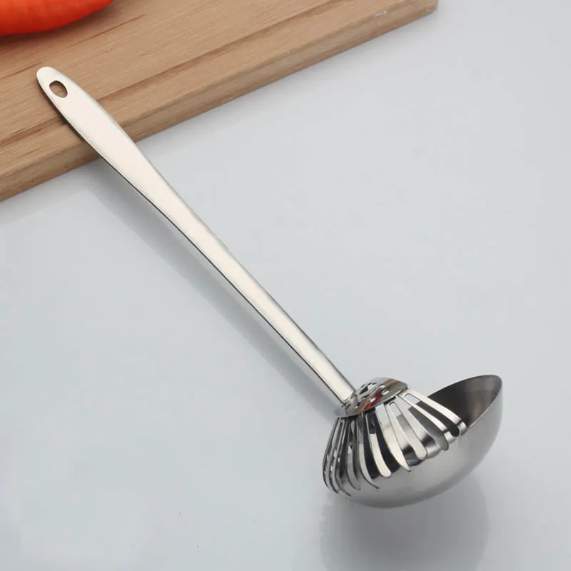 2 In 1 Stainless Steel Soup Spoon Colander Strainer Long Handle Drain