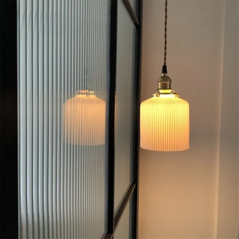 Japanese Vintage Bedside Bedroom Pendant Lights Nordic Simple Ceramic Hanglamp Tea Room Restaurant Bar Cafe Kitchen Hanging Lamp