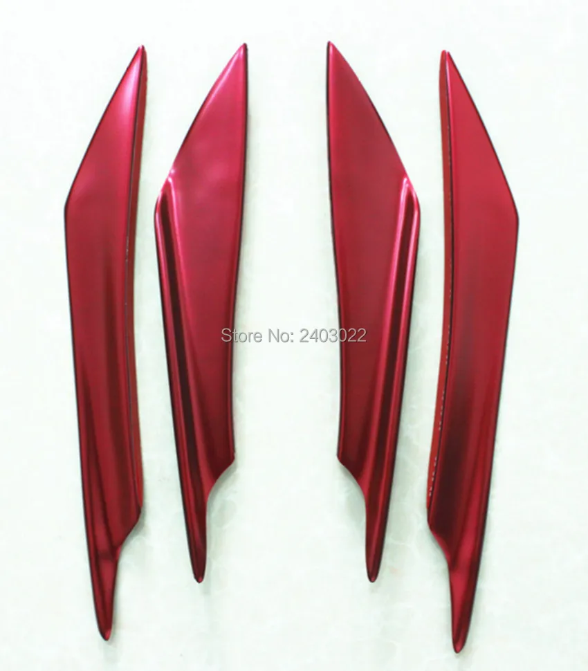 4 piezas de aspecto de carbono/Negro/azul/rojo parachoques delantero difusor de labios aletas divisor de cuerpo Spoiler Canards Valence chin