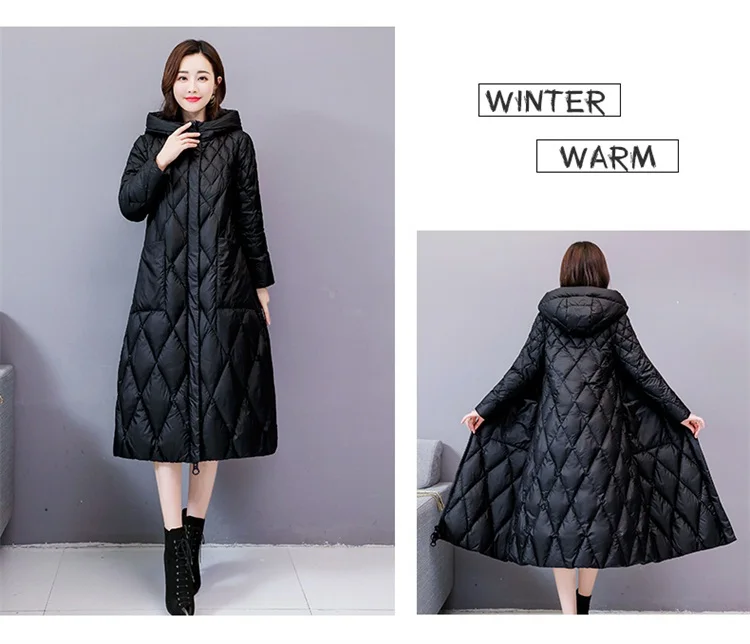 winter Women Snow White Down Coat Plus size Fashion jacket hoodie long Parkas warm Sweet Jackets Female winter coat clothes