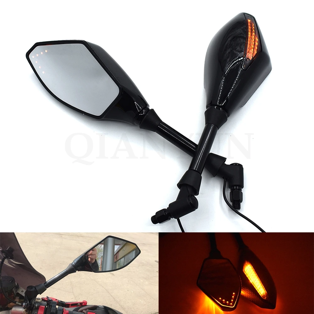 

Motorcycle Rearview Mirrors Black With LED Turn Signal Integrated Mirrors For Triumph ROCKET III ROADSTER SPEEDMASTER AMERICA