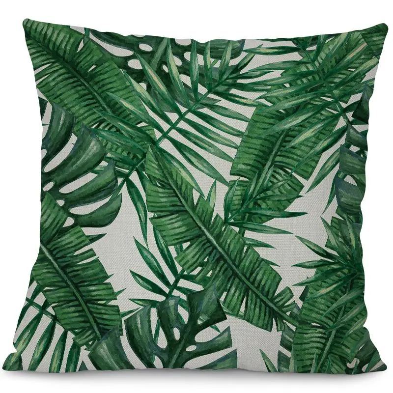 Miracille Тропическое зеленое растение, подушка с принтами листьев, наволочка для дома, декоративное хлопковое белье, наволочка для спальни, поясная наволочка - Цвет: 3