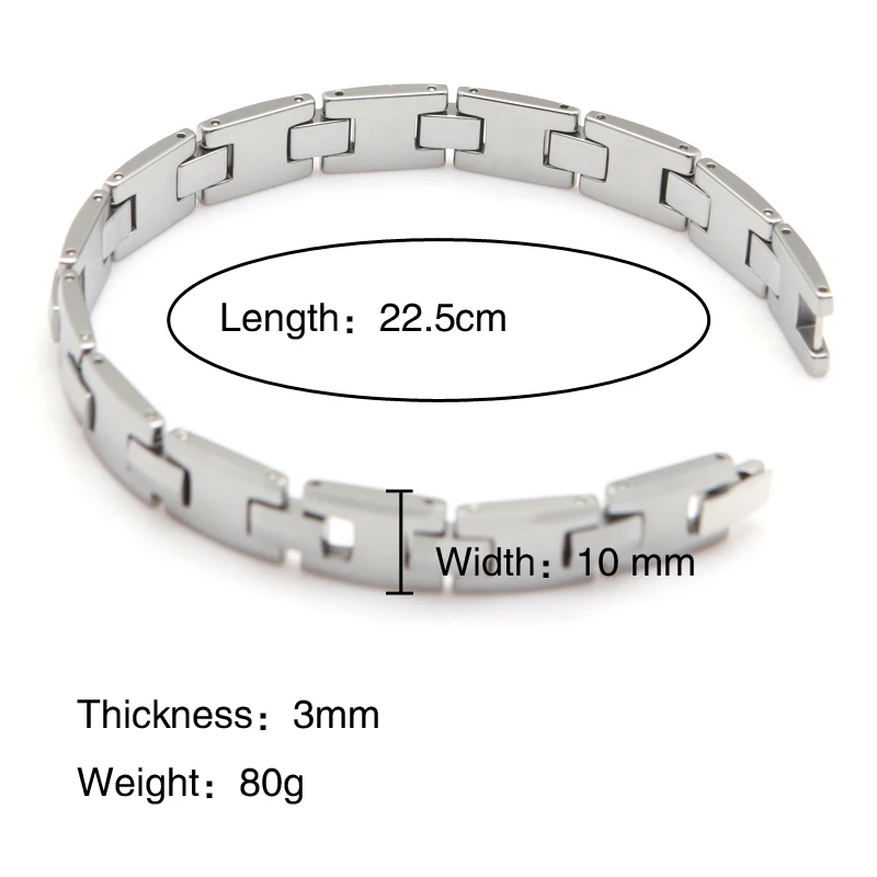 Вольфрам браслет из карбида Модные украшения Вольфрам браслет для Для мужчин 22.5 см длинные 1 см Широкий Толщина 3 мм Вес 80 г