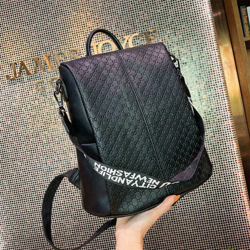 Женский повседневный рюкзак Противоугонный мягкий рюкзак из искусственной кожи модные однотонные школьные сумки для девочек-подростков Mochila Feminina Sac - Цвет: Black
