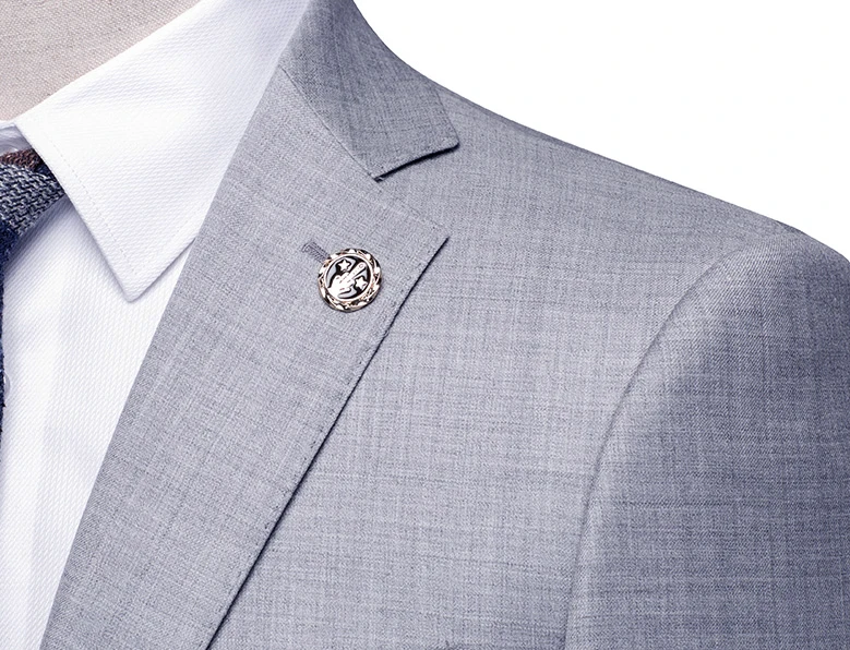 Изготовленный на заказ Высокое качество 150's камвольная шерсть светло-серый деловой костюм для мужчин Slim Fit Свадебный костюм(пиджак+ брюки
