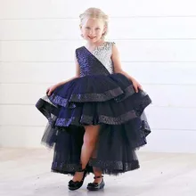 Блестящее серебристое и черное платье с v-образным вырезом и блестками, платье с цветочным узором для девочек вечерние платья с бантом на день рождения для малышей