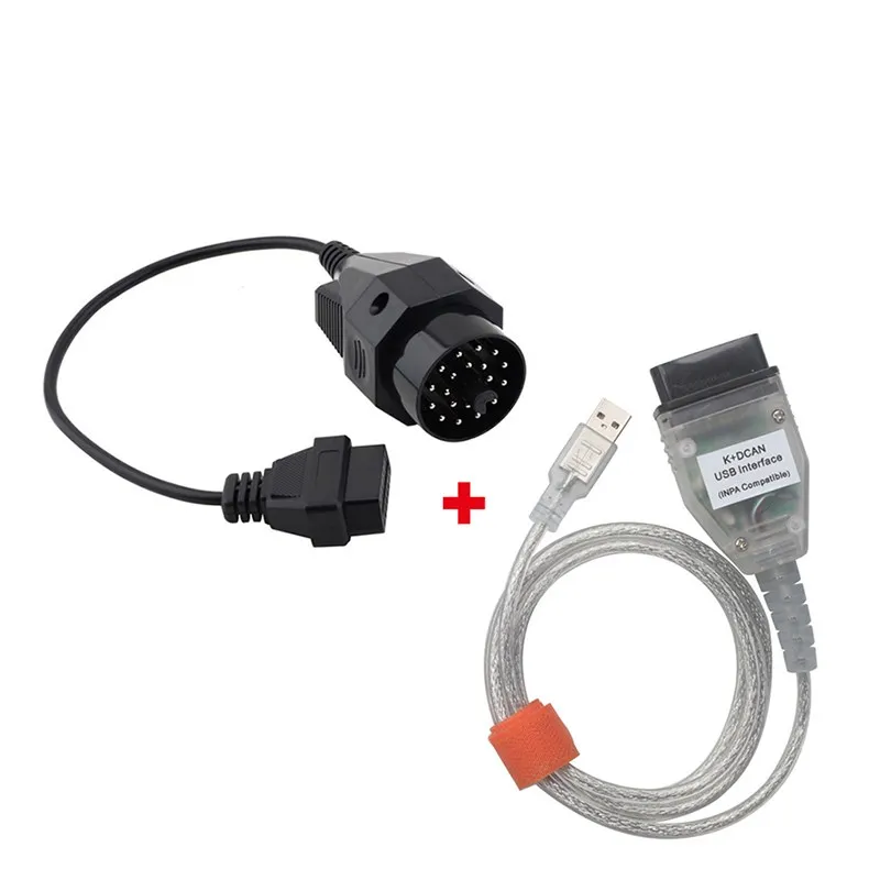 Для BMW INPA K+ CAN K CAN INPA с чипом FT232RL INPA K DCAN USB интерфейс плюс 20pin до 16pin OBD2 адаптер разъем для BMW - Цвет: inpa and 20pin cable