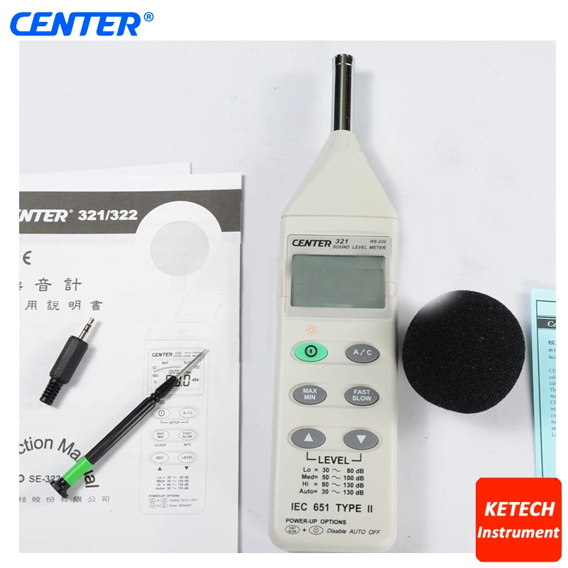 

Sound Level Meter Noise Meter Max/Min Hold PC Interface 30~130dB CENTER321