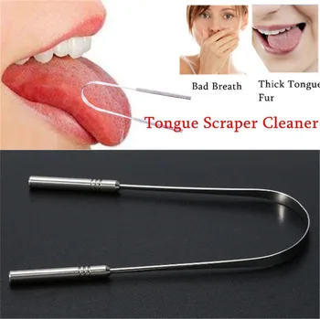 

Stainless Steel Tongue Scraper Cleaner Coated Tongue Toothbrush Fresh Breath Cleaning Dental Oral Hygiene Care Tools
