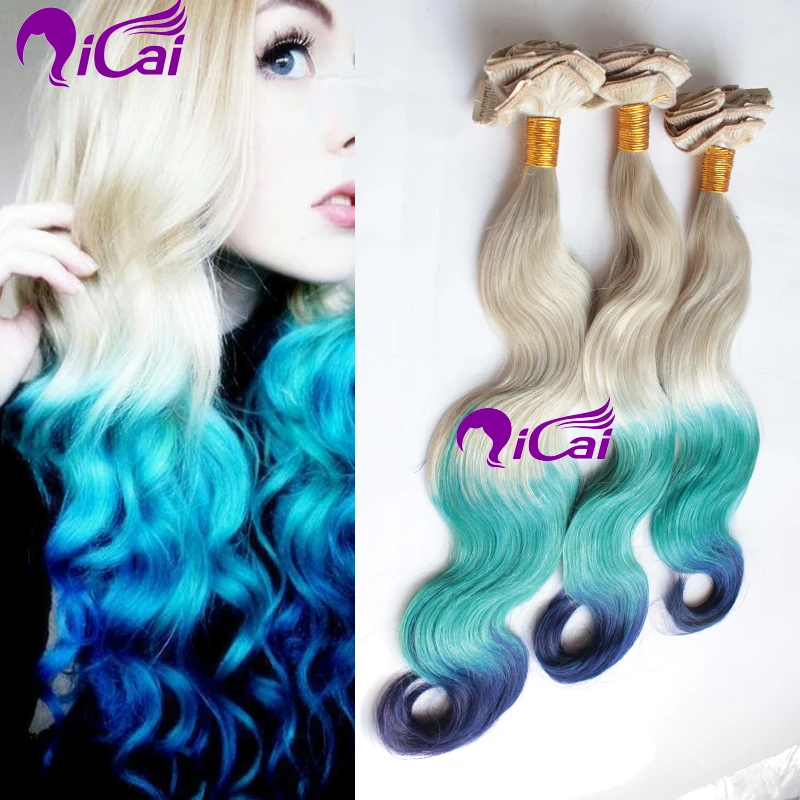 

3 tone ombre hair clip in hair extension body wave Peruvian virgin ombre human hair 8A 10pcs/100g