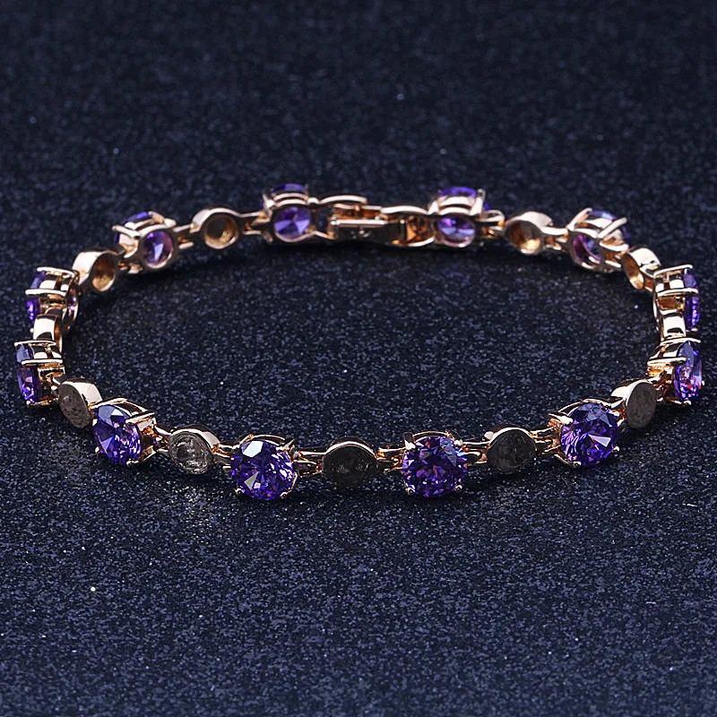 Элегантный фиолетовый кристалл золотой браслет оснастки ювелирные изделия S009