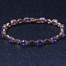 Элегантный фиолетовый кристалл золотой браслет оснастки ювелирные изделия S009