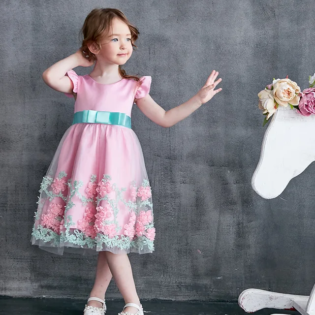 girls princess dress 2 3 years old flowers kids 2018 summer . blue